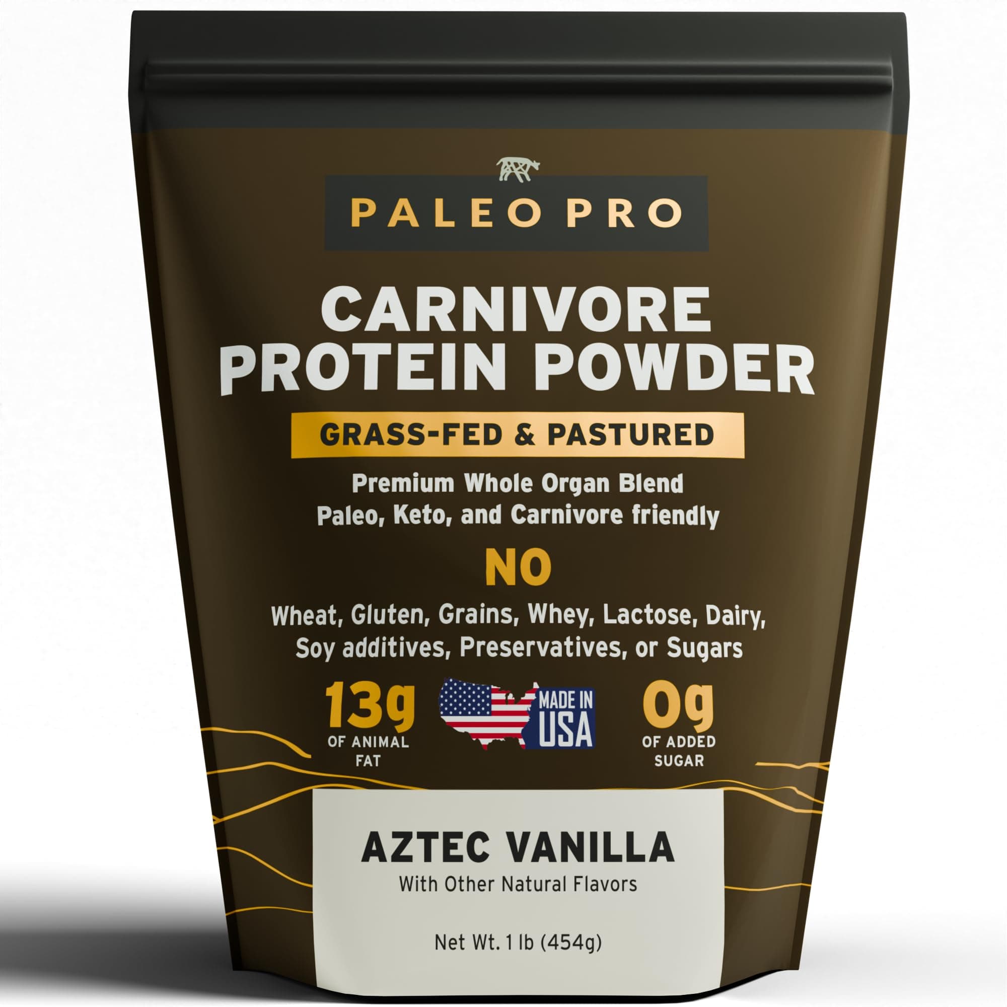 Carnivore Complete (Aztec Vanilla) Pastured & Cage-Free Protein, Grass-Fed Beef Tallow, Beef Organs | No Sugar, Soy, Grains or Net Carbs | Gluten Free. & Keto Macros (15 Servings)