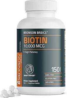 Bronson Biotin 10,000mcg, Supports Healthy Hair, Skin and Nails, Vegetarian, Non-GMO, 150 Tablets