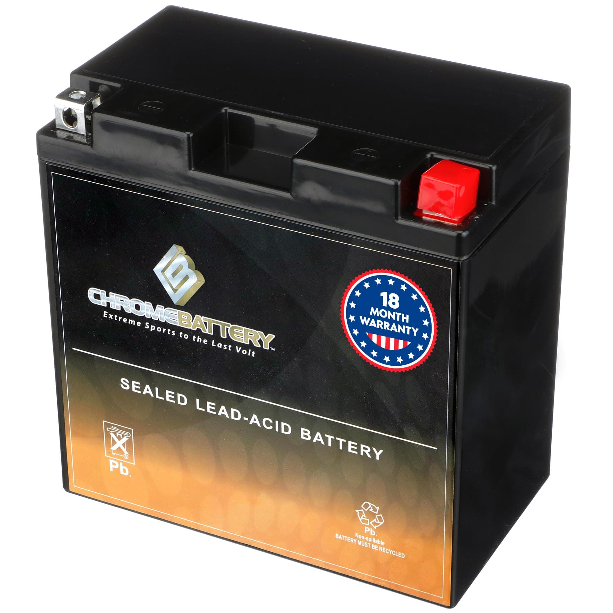 CB CHROMEBATTERY YB16CL-B 12 V 240 CCA AGM – Maintenance-Free 19 Ah Battery for Sea-Doo Jet Ski, ATV & Snowmobile – T3 Nut & Bolt Terminal – Fits BRP Sea-Doo GTI, Polaris SLT 780