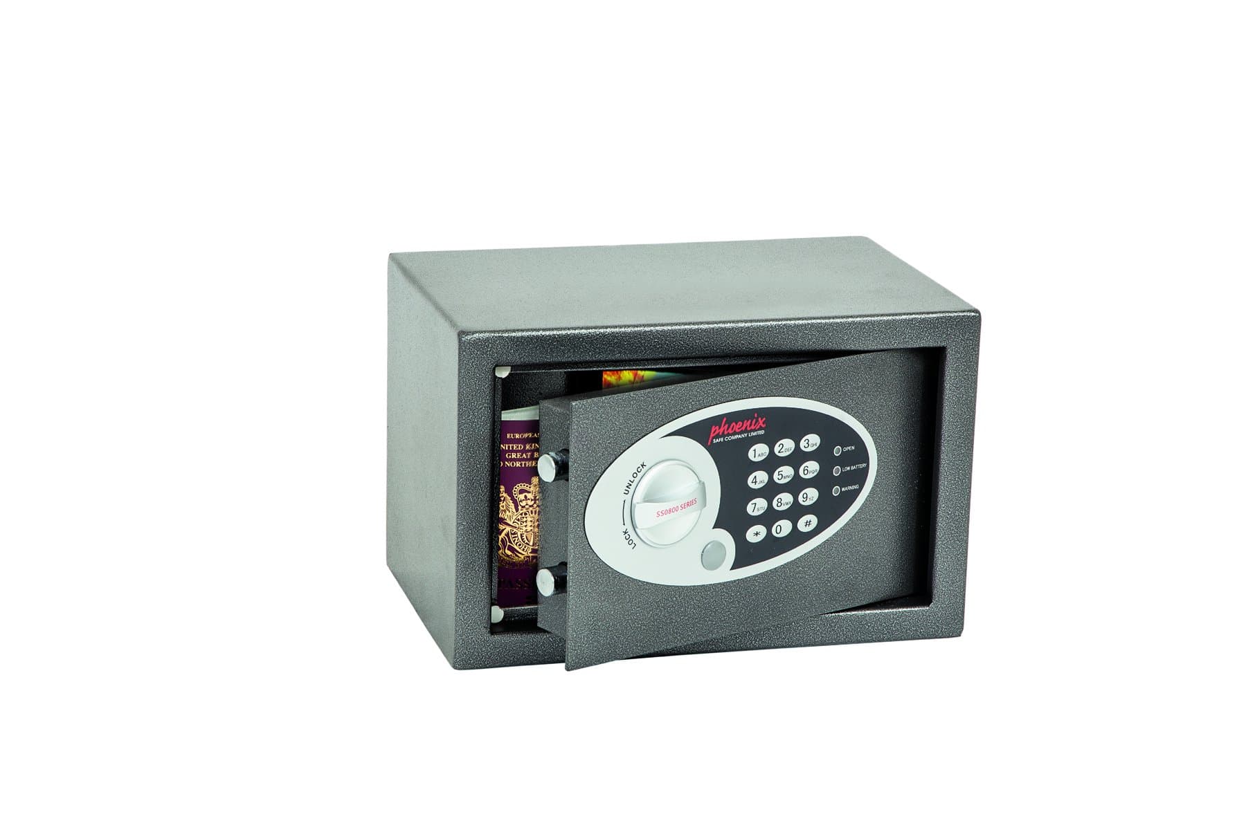 Phoenix Safe Company – SS0801E Vela Home & Office Security Safe - Twin Locking Bolts - Electronic Locking - Metallic Graphite Finish - 10 litre Capacity - 4.5kg