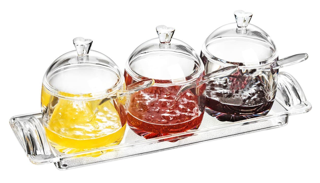 FOLOBE Premium Quality Clear Acrylic condiment set spice box with spoon seasoning salt pepper spice cans kitchen accessories Jam Bottles