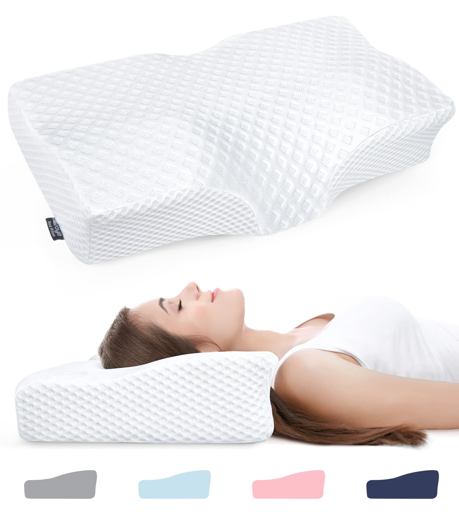 adjustable neck pillows for pain relief sleeping, enhanced ergonomic contour shoulder support, cooling cervical memory foam pillows, no smell orthopedic bed pillow for side back stomach sleeper