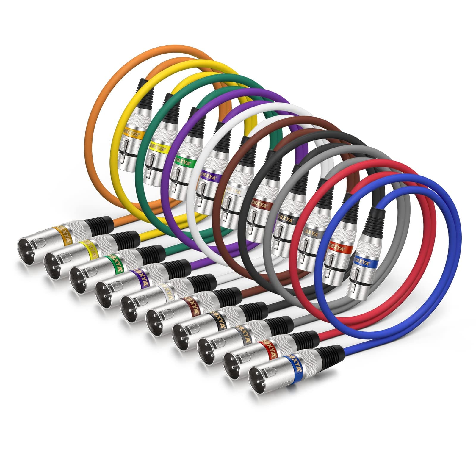 - EBXYA XLR Cable 2ft 10 Pack 3 Pins Balanced XLR Microphone Cable Male to Female Suitable for Audio Mixer, Speaker Systems, Radio Station