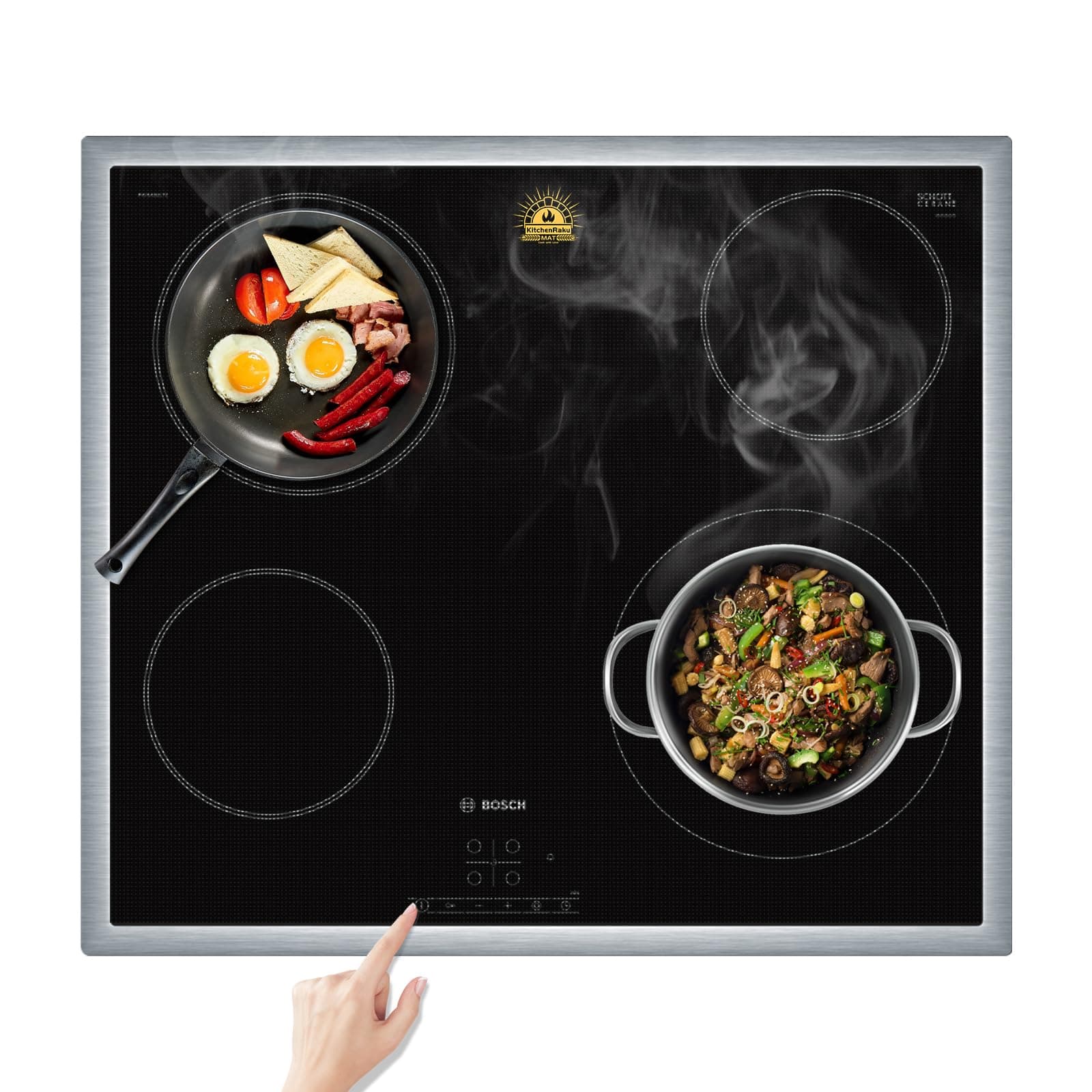 KitchenRaku Large Induction Cooktop Protector Mat 20.8x24inch, Translucent (Magnetic) Electric Stove Burner Covers Antistrike and Antiscratch as Glass Top Stove Cover