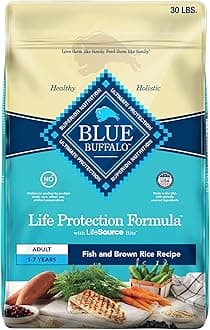 Blue Buffalo Life Protection Formula Adult Dry Dog Food, Helps Build and Maintain Strong Muscles, Made with Natural Ingredients, Fish & Brown Rice Recipe, 30-lb. Bag