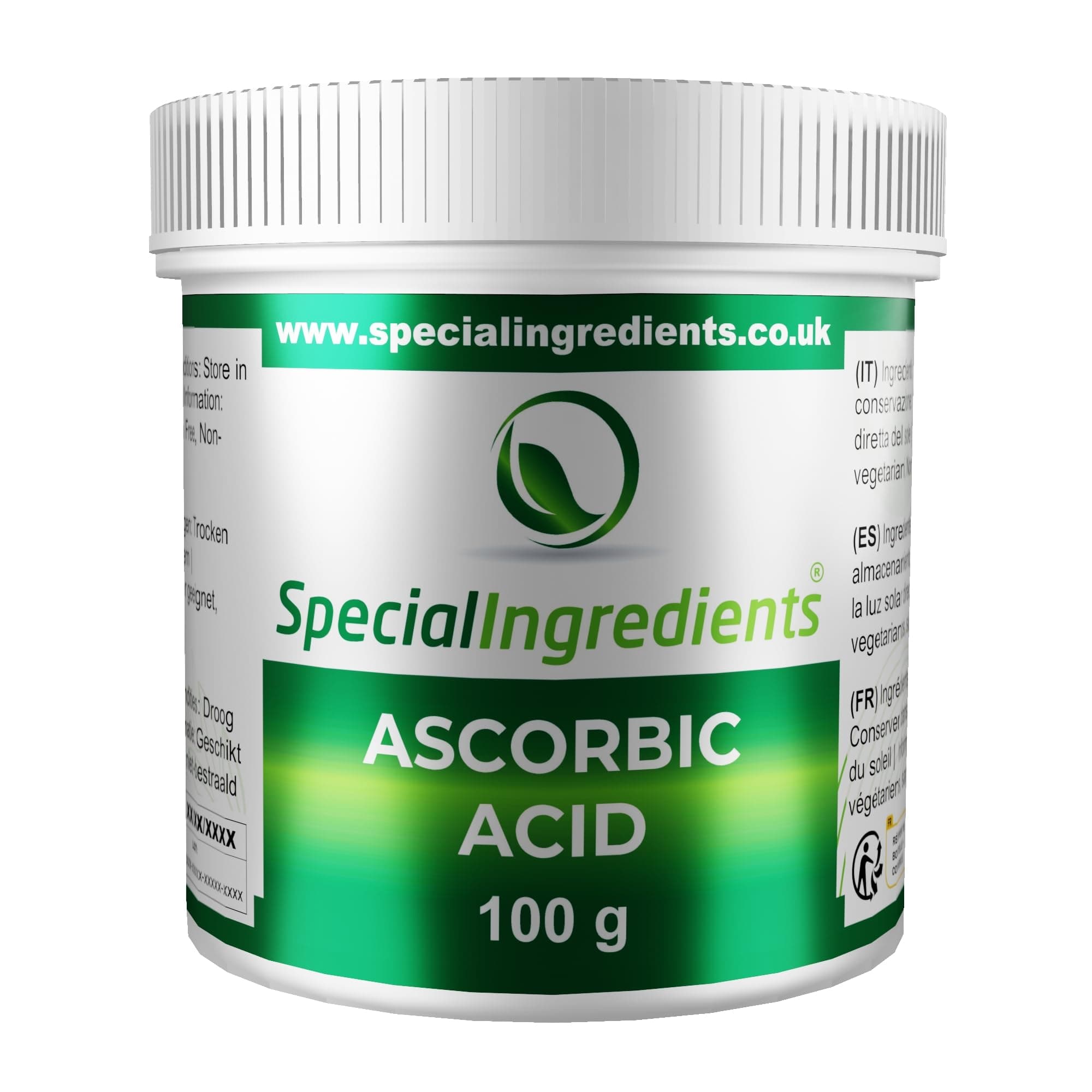Ascorbic Acid 100g Premium Quality - Vegans, Non-GMO, Gluten Free