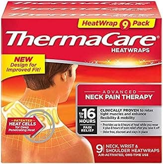 Heat Wraps for Neck & Shoulder Pain Relief, Portable Adhesive Heating Pads with 16-Hour Therapeutic Heat, Drug-Free Muscle & Joint Soothing Patches, Large, (Pack of 9)