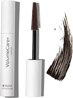 - Rumi Cosmetiques VolumeCare+ Mascara For Mature Women - Extreme Length and Volume 2-in-1 Formula - No Clumps or Flaking, Long-Wearing, Hypoallergenic Mascara For Sensitive Eyes (Dark Brown)