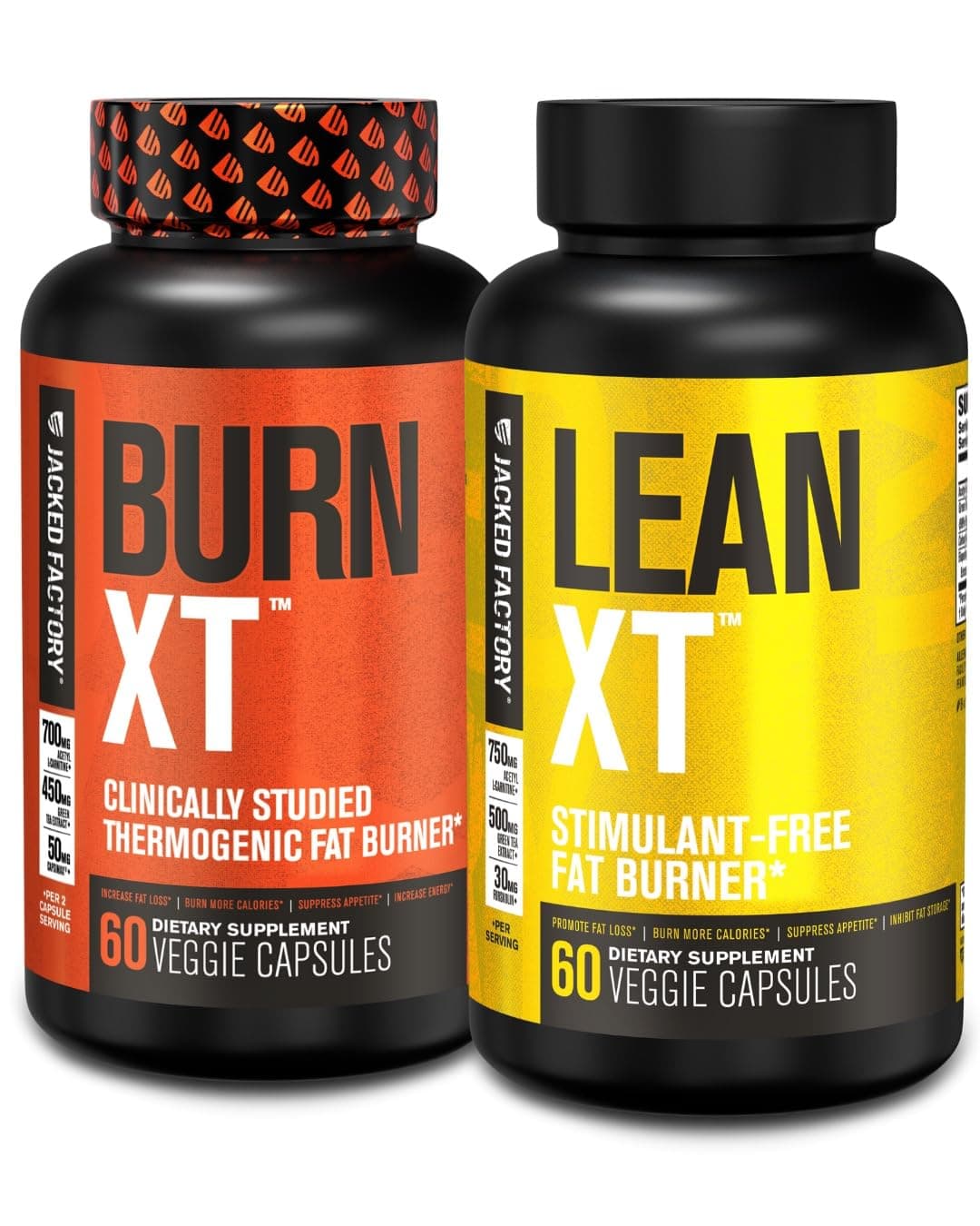 Jacked Factory Burn XT Thermogenic Fat Burner & Lean XT Caffeine Free Weight Loss Supplement