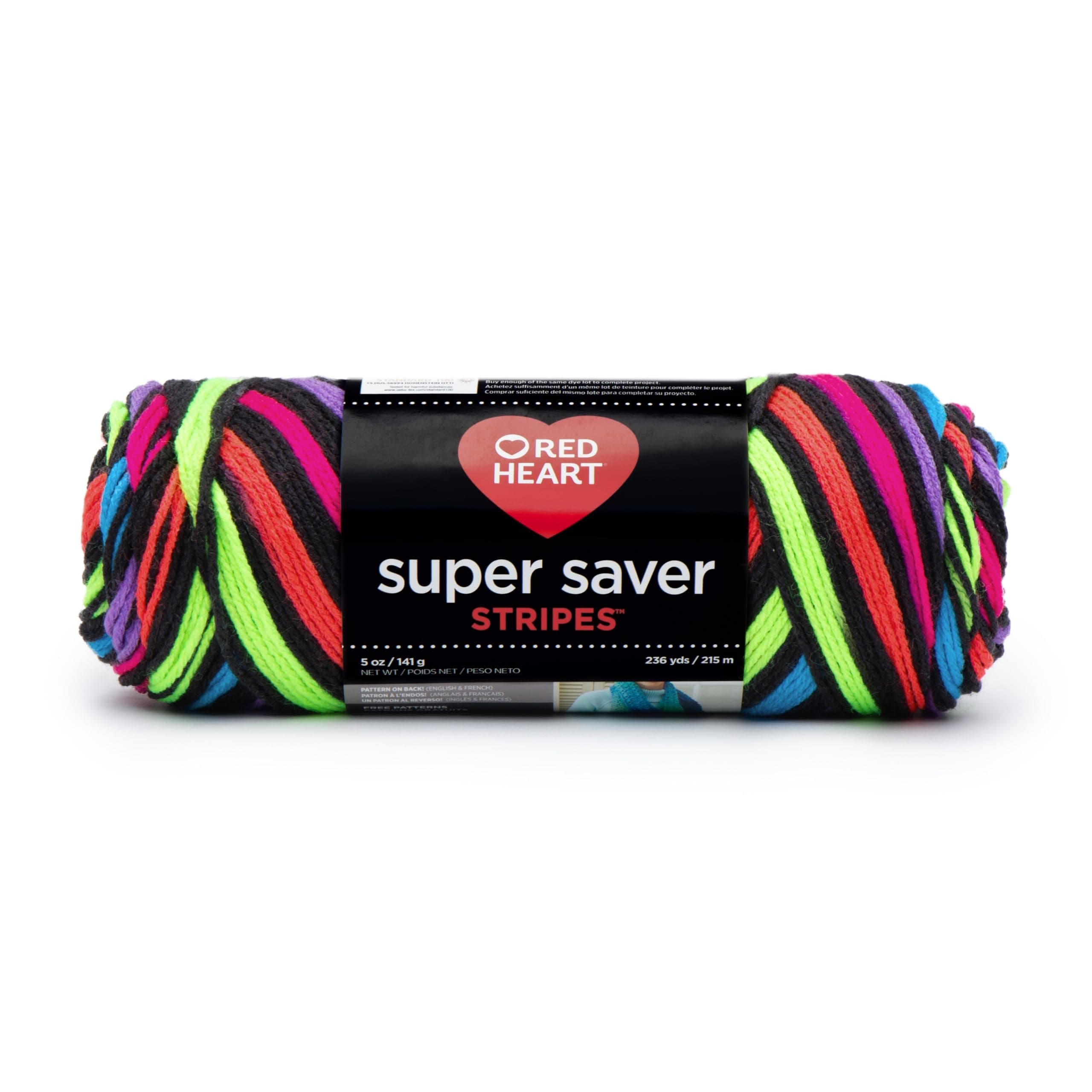 RED HEART Super Saver Yarn, Neon Stripes