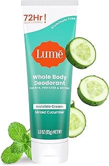 Whole Body Deodorant - Invisible Cream Tube - 72 Hour Odor Control - Aluminum Free, Baking Soda Free, Skin Safe - 3.0 ounce (Minted Cucumber)
