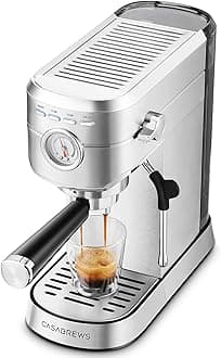 CM5418 Espresso Machine 20 Bar, Barista Espresso Maker with Steam Milk Frother, Stainless Steel Coffee Machine with 1L Removable Water Tank for Cappuccino, Latte, Silver