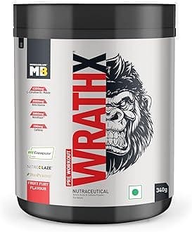 MuscleBlazePre Workout Wrathx With Creapure, Enxtra, & Bioperine Powder (Fruit Fury, 300 G, 30 Servings)