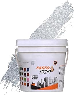 Resin Epoxy Grout - 1 Kg-3 Kg & 5 Kg - Full_Glitter-Sparkle Colors Tile Grout_Fastobond | 3 Components Only | Premixed Glitter For Uniform Finish (1 Kg, Sp. Silver), 1 Bucket