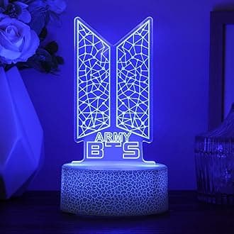 YANENG Kpop Bangtan Boys 7 Colors LED Acrylic Night Light Bedside Lamps Bedroom Home Room Decoration for BTS Army Fans Gifts