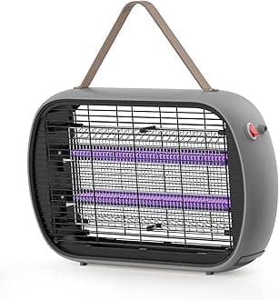 Bug Zapper Indoor for 5000 Sq. Ft., 2 Extra Replacement Bulbs, 20W Instant Electric Mosquito Insect Killer Fly Zapper, Fruit Fly Traps for Home Kitchen Restaurant Garage Patio -MA015(Pewter)