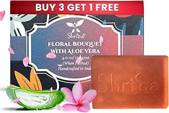 Shrida Naturals Floral Bouquet Soap with Aloe Vera | Handmade Organic Herbal Soap with Natural Ingredients | Moisturizing, Sulfate-Free, Paraben-Free, Vegan & Cruelty-Free | Pack of 4 (125g Each)