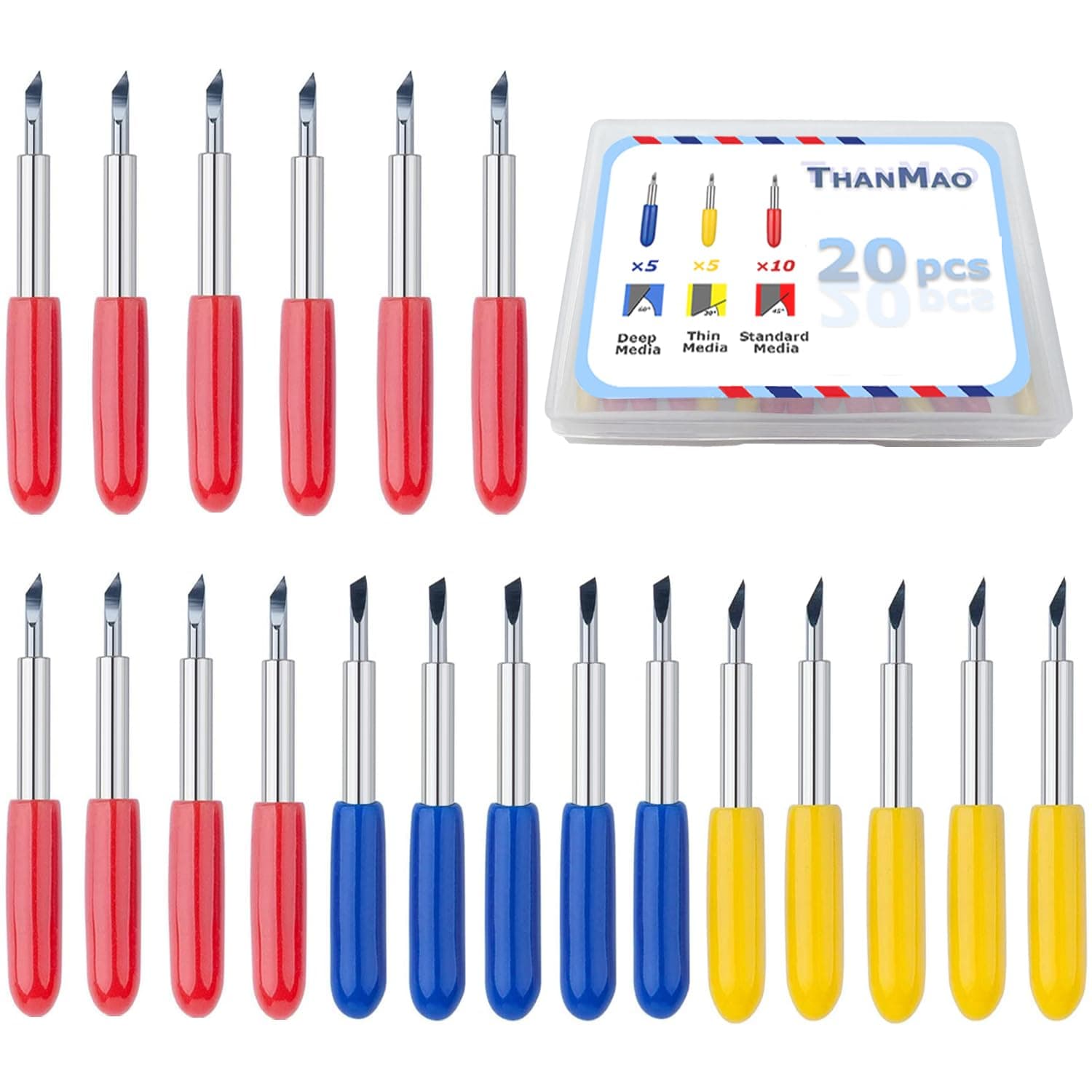 (20) - 20 Pcs Replacement Blades for Cricut Explore Air 2 Vinyl Cutting Machines - 30,45,60 Degree Cutting Blades for Cricut