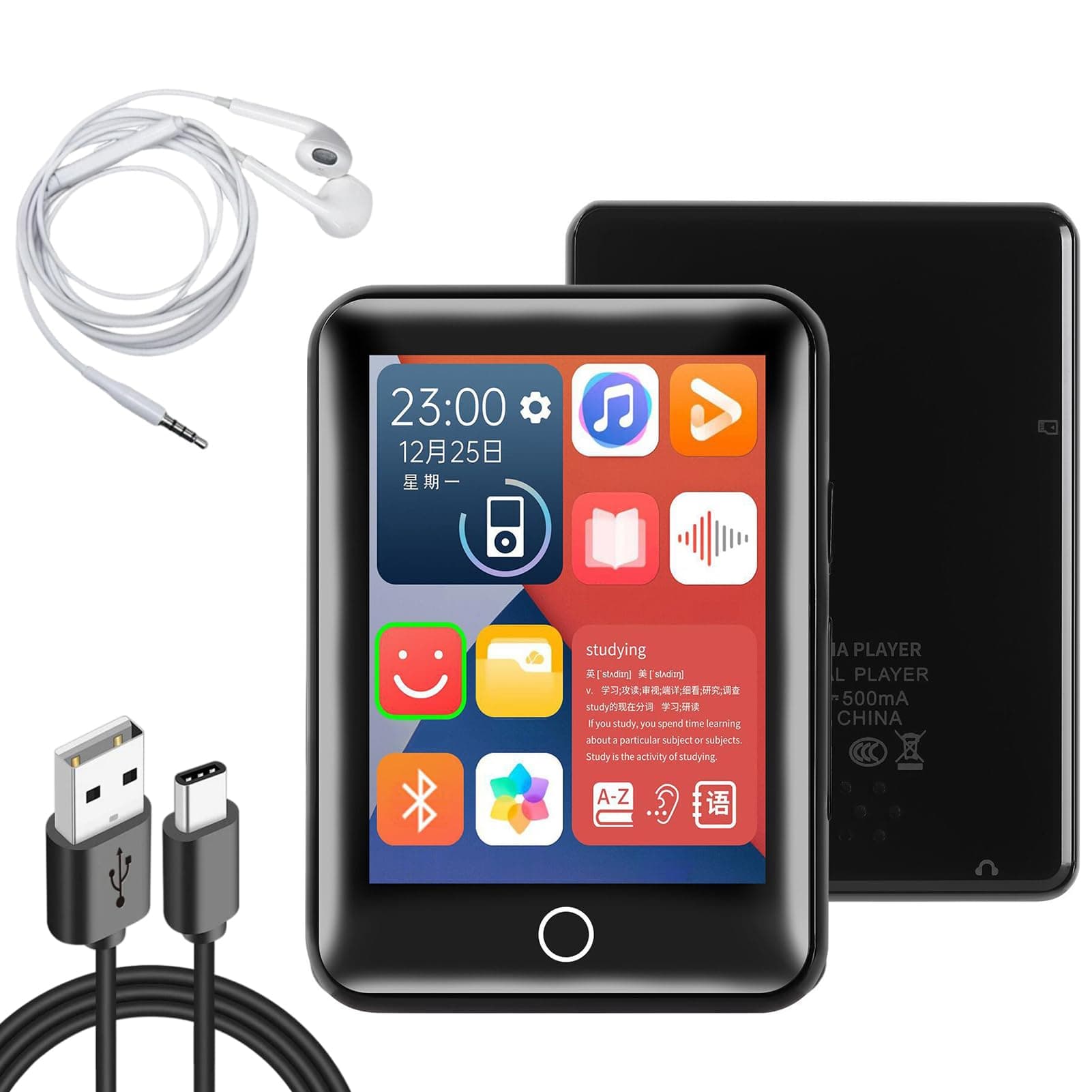 Bewinner 64GB MP3 Player with Bluetooth and WiFi, Full Touch Screen MP3 and MP4 Player, HiFi Sound Digital Music Player Support Alarm Clock Calender Second Watch Function, Bewinner1aq7zmiop8