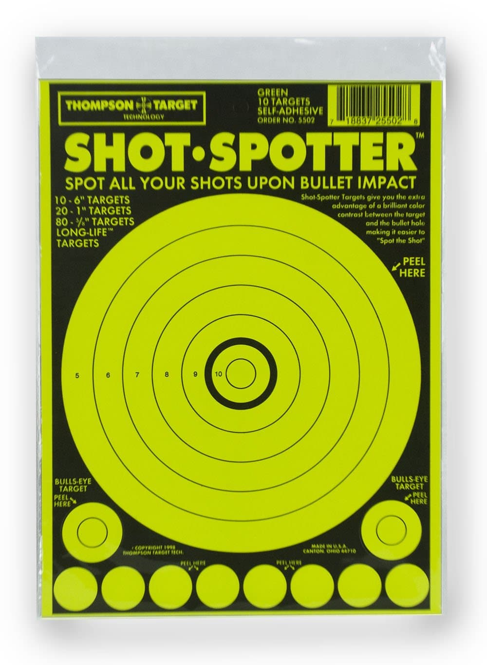 Shot Spotter - Bright Self Adhesive Peel & Stick Gun Range Shooting Targets 6 x 9 Inches (10 Pack)