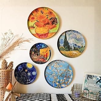 RITUALISTIC Van Gogh Wall Plate for home decor | Metal Iron wall decor items for living room |gifts for family & friends| home decor and house warming gift items | wall art & showpiece| Set of 5