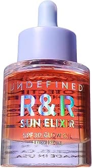 Undefined R&R Sun Elixir SPF 30 – Multitasking Glow Oil with Vitamin C, Water-Resistant Sunscreen, Rose & Vanilla Scent to brighten and protect face, body, hair from UV damage