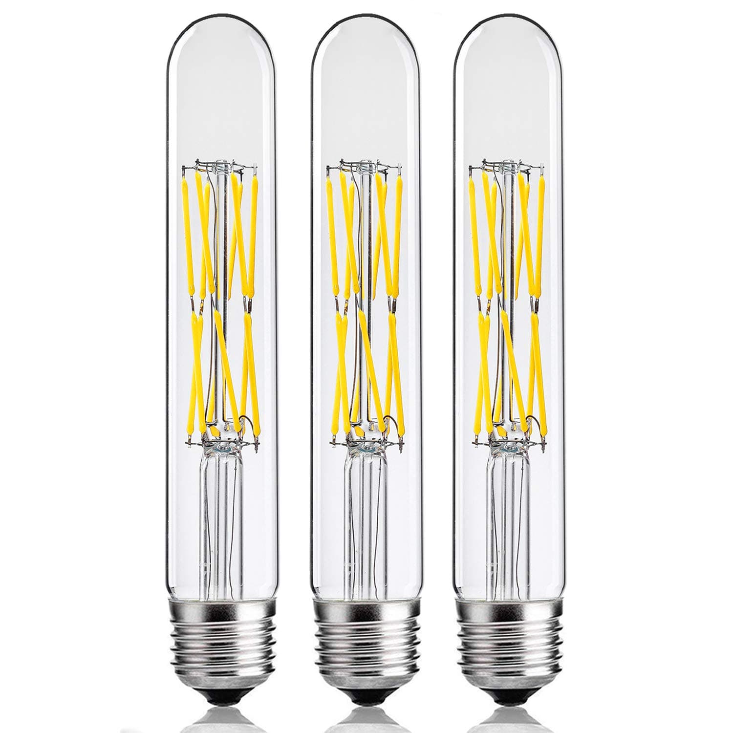 Leools 12W Dimmable Edison Led Tubular Bulb T10/T30,E26 Medium Base Filament Lamp 100 Watt Equivalent 4000K Daylight Glow,Vintage Antique Bulbs,7.3in(185mm),3-Pack