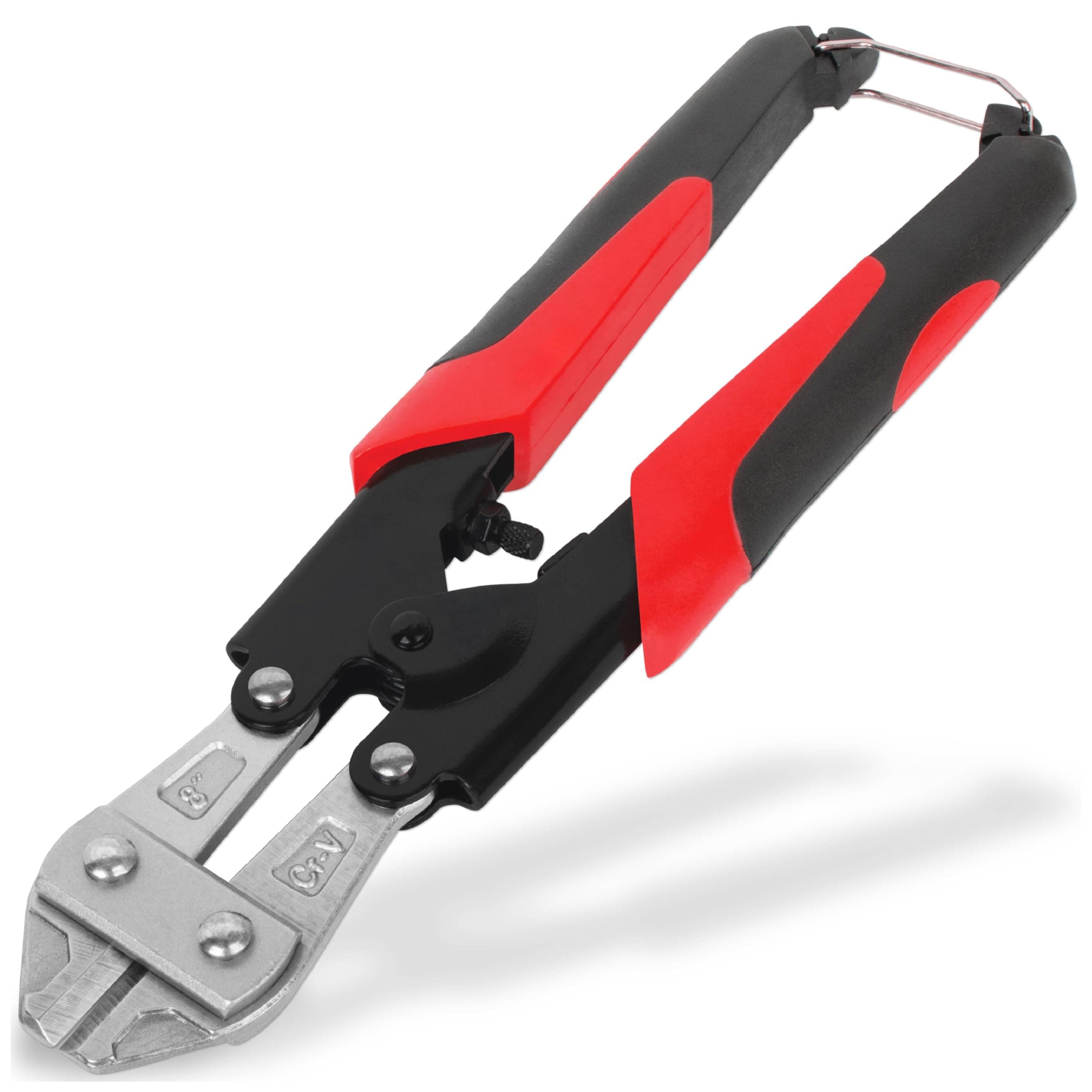 TERRIFI Mini Bolt Cutters, 8 inch Spring Loaded Wire Cutters, Heavy Duty with Soft Anti-Slip Handle, Small Bolt Cutter for Wire, Cable, Spring Snips Clippers, Red