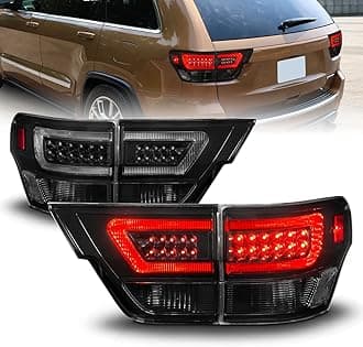 AmeriLite for 2011-2013 Jeep Grand Cherokee WK2 LED Tube Smoke Black Replacement Tail Lights Assembly Set - Passenger and Driver Side