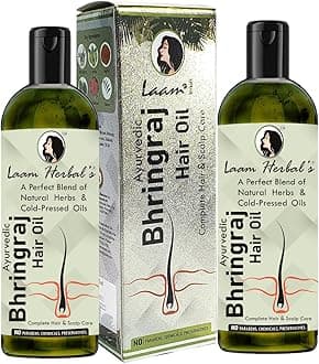 Laam Herbals Ayurvedic Bhringraj Hair Oil | A Blend of Herbs & Cold-Pressed Oil | For Complete Hair & Scalp Care- 2X100 ml