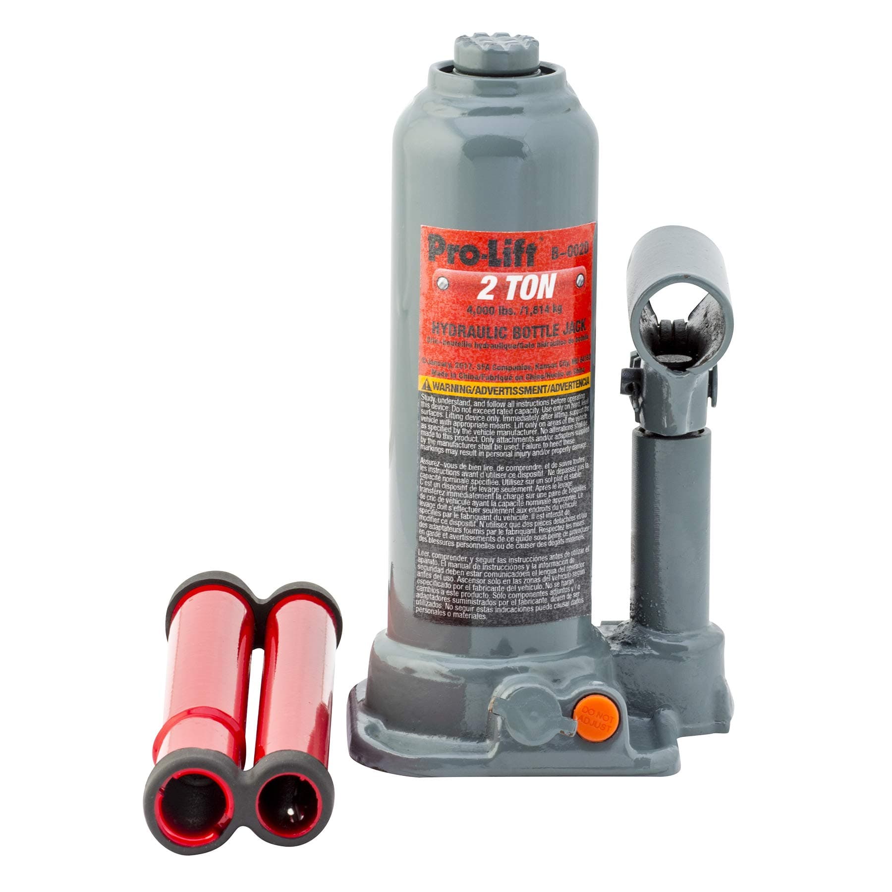 Pro-LifTB-002D Grey Hydraulic Bottle Jack - 2 Ton Capacity