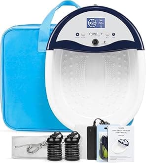 Ionic Foot Bath Detox Machine, Ion Detox Foot Bath Cleanse, LED Display Spa with Heated Belt, Wrist Strap, Arrays, Liners (Portable Handbag)