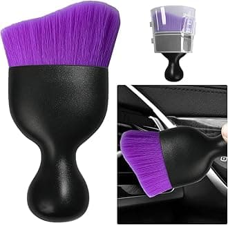 Ziciner Car Detailing Brush, Curved Soft Bristles Auto Removal Dust Collectors, Universal Vehicle Dashboard, Air Conditioner Vents etc Interior Cleaning Tool Accessory (Pure Purple)