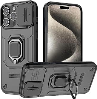 Sponsored Ad – for iPhone 15 Pro Case with Sliding Camera Cover and 360° Rotate Ring Kickstand Heavy Duty Protective Shockproof Protective Phone Case for iPhone 15 Pro Cover,Black