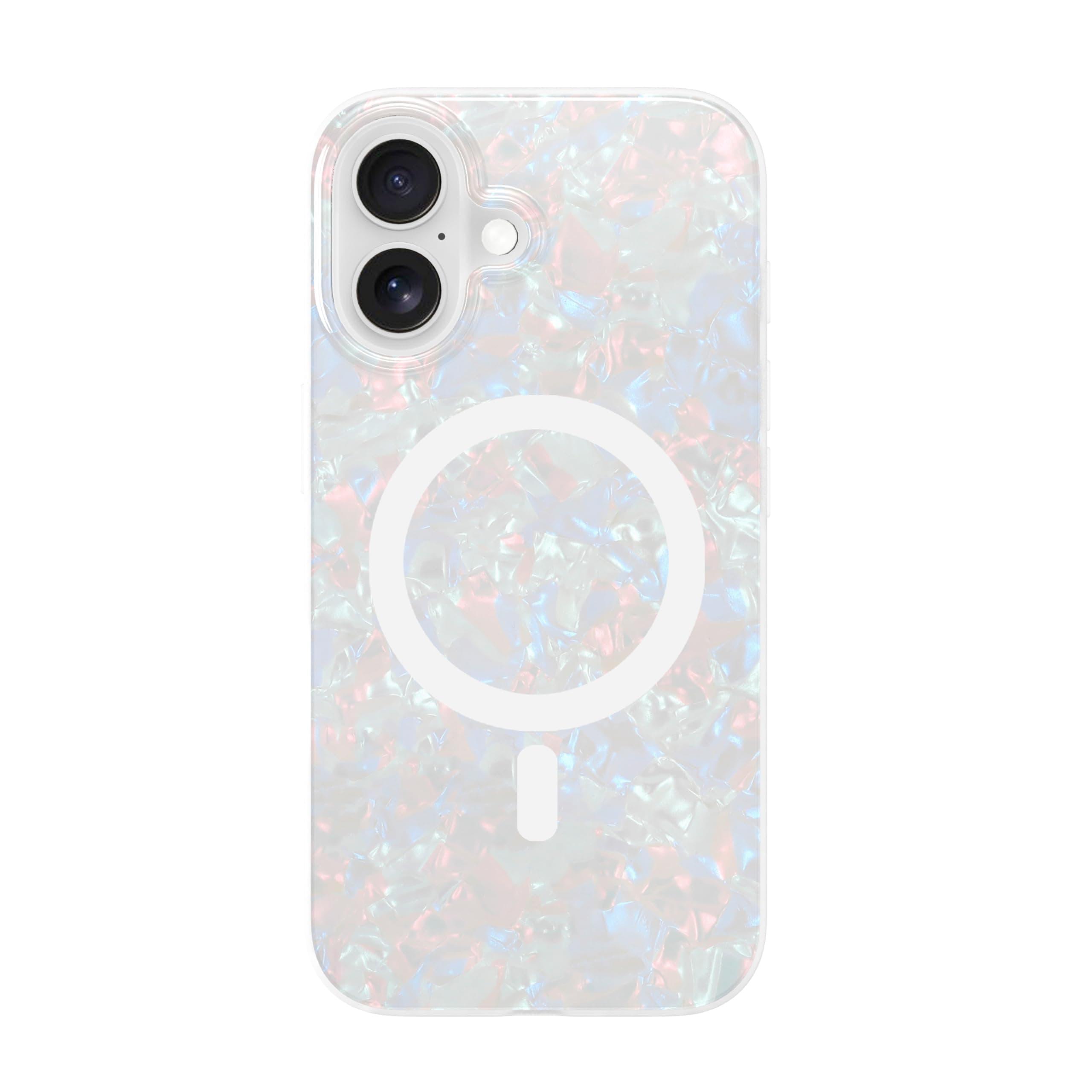 LONLI Hue - for iPhone 16 Case - White Pearl Tort Phone Case - [Comatpiable with Magsafe] - Cute, Unique and Aesthetic Phone Cover - [360° Shock-Absorbent Bumper]