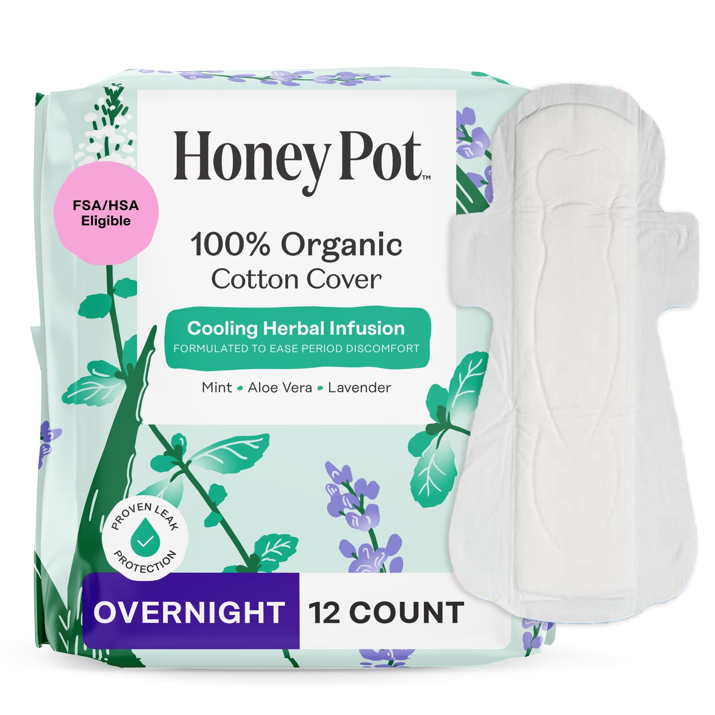 THE HONEY POT - Herbal Overnight Pads - 12 Count