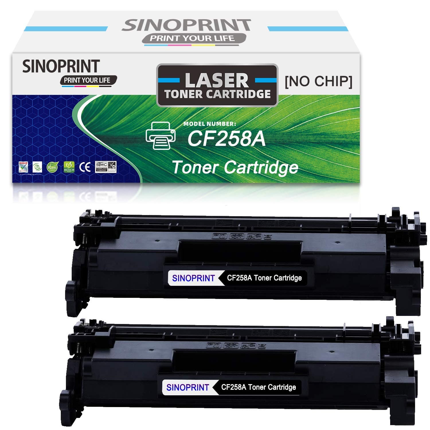 [NO CHIP] SINOPRINT Compatible Toner Cartridge Replacement for HP CF258A 58A CF258X 58X Toner for HP Laserjet Pro MFP M428fdw M428fdn M428dw M404dn M404dw M404n M304 Printer (Black, 2Pack)