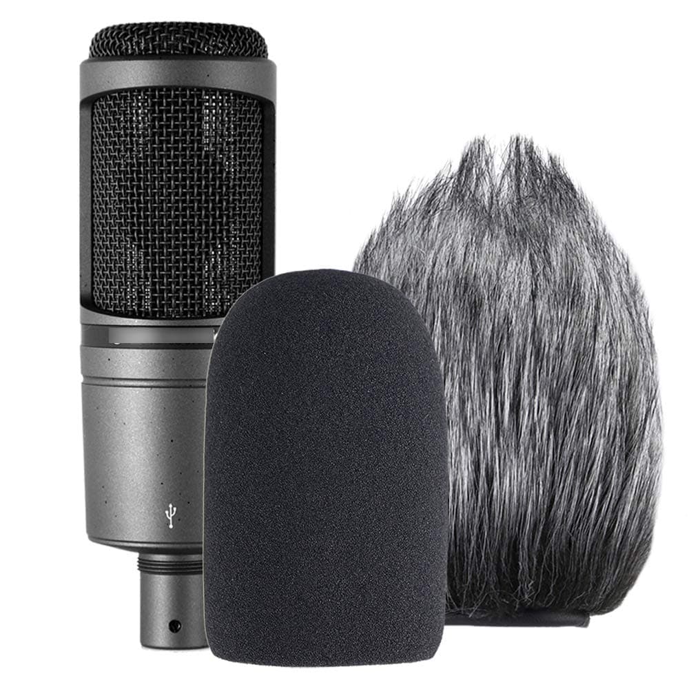 AT2020 Pop Filter Windscreen - Furry Windscreen/Fur Foam Wind Cover for Audio Technica Microphone AT2020+ AT2035 AT4040 by YOUSHARES