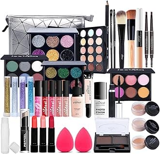 FantasyDay All-in-one Makeup Set Gift Surprise | Full Makeup Kit for Women Cosmetic Essential Starter Bundle Include Eyeshadow Palette Lipstick Blush Foundation Concealer Face Powder Lipgloss Brush