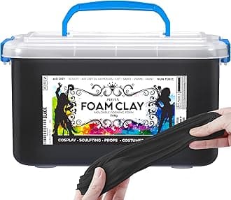 Pixiss Premium Black Foam Air Dry Clay - Flexible Cosplay Clay for Crafts, 1500 Gram