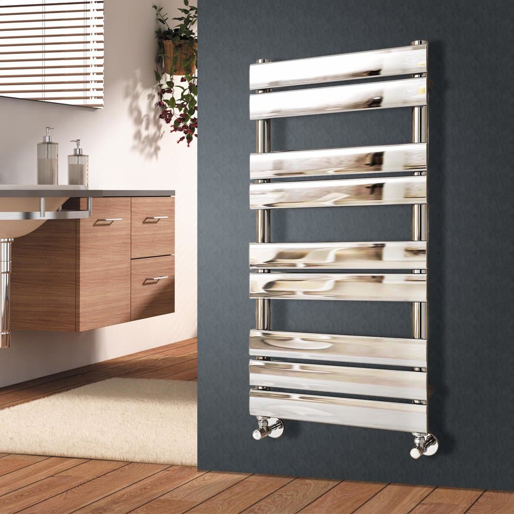 NRG1000 x 450 mm Designer Flat Panel Heated Towel Rail Radiators Chrome Bathroom Radiator