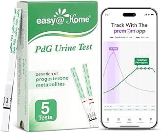 PdG Test Strips: Track Ovulation Insights with Progesterone Urine Tests – at Home Fertility Test for Women with Premom Ovulation App - PdG (Pregnanediol Glucuronide) Tests – 5 Pack