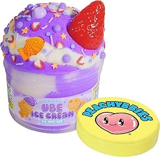 Peachybbies Ube Ice Cream Cloud Slime - Made in USA Premium, 100% Authentic, 7 oz, Scented for Kids, ASMR, Slime Charms, Fidget Toys