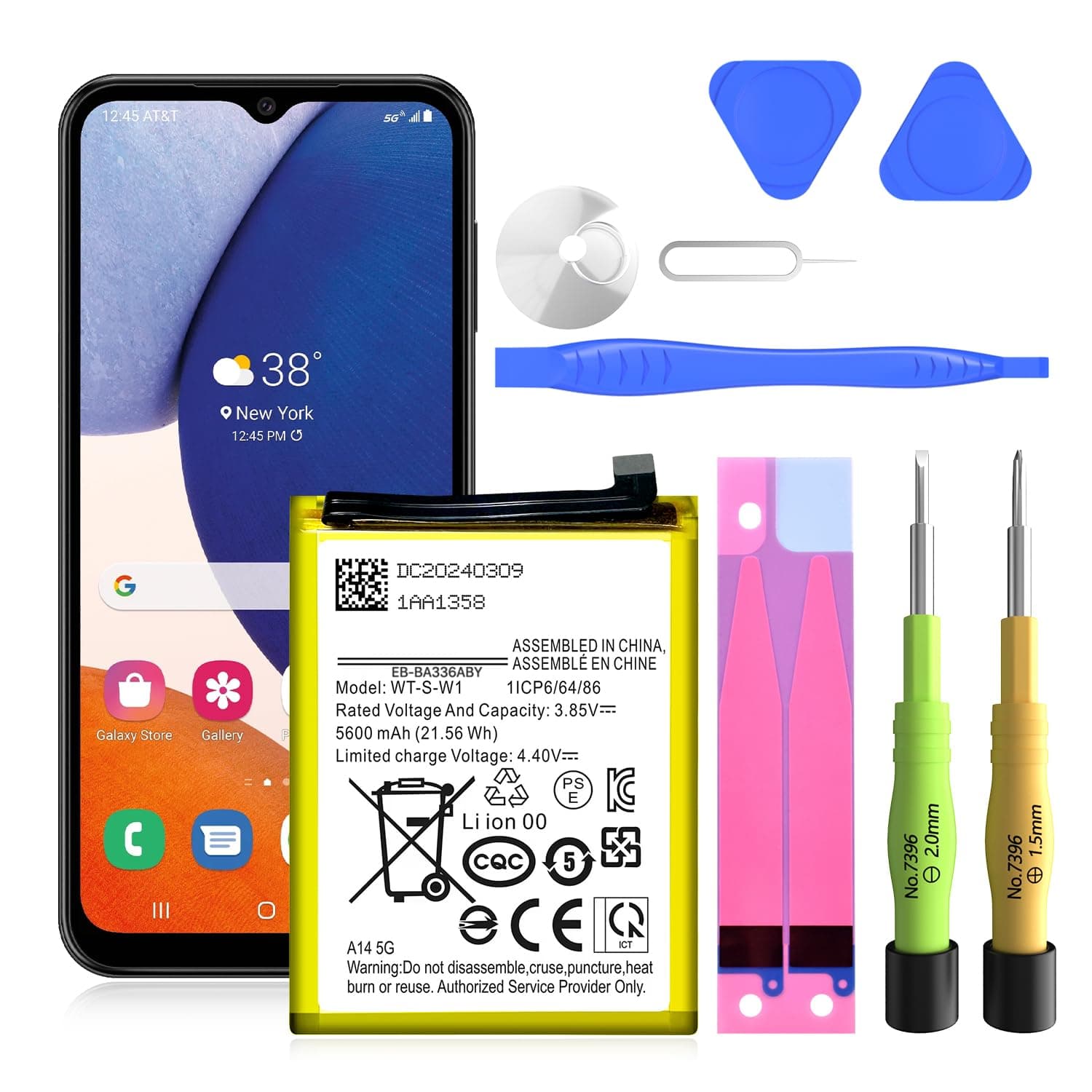 Replacement Battery for Samsung Galaxy A14 5G 5600mAh - Compatible with SM-A146U/A146U1/A146W/S146VL/A146M/WT-S-W1 - Includes Repair Tools