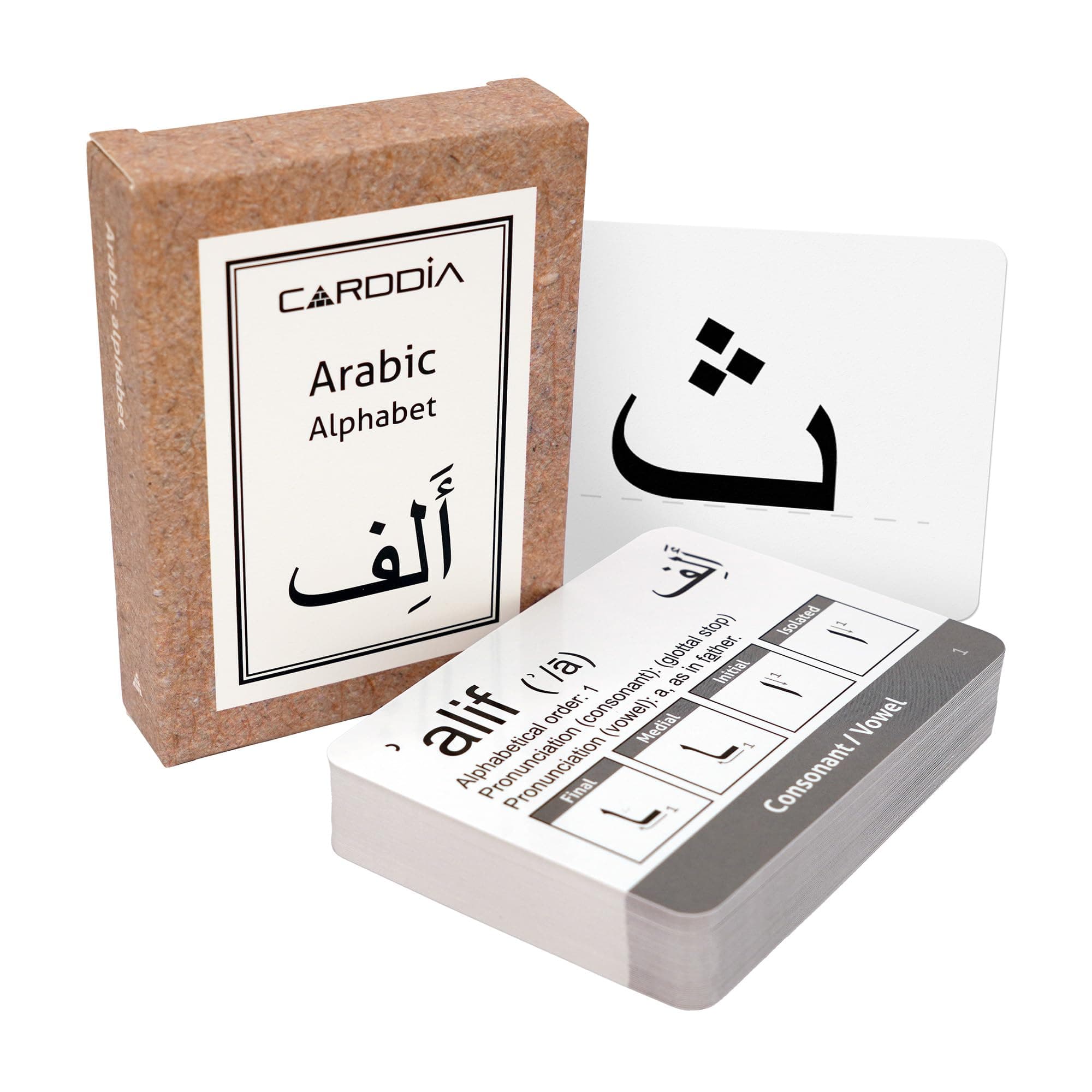 CARDDIA | Arabic Alphabet Educational Flashcards | Includes Consonants, Vowels, Diacritics and Numerals | Ideal for Arabic Language Beginners