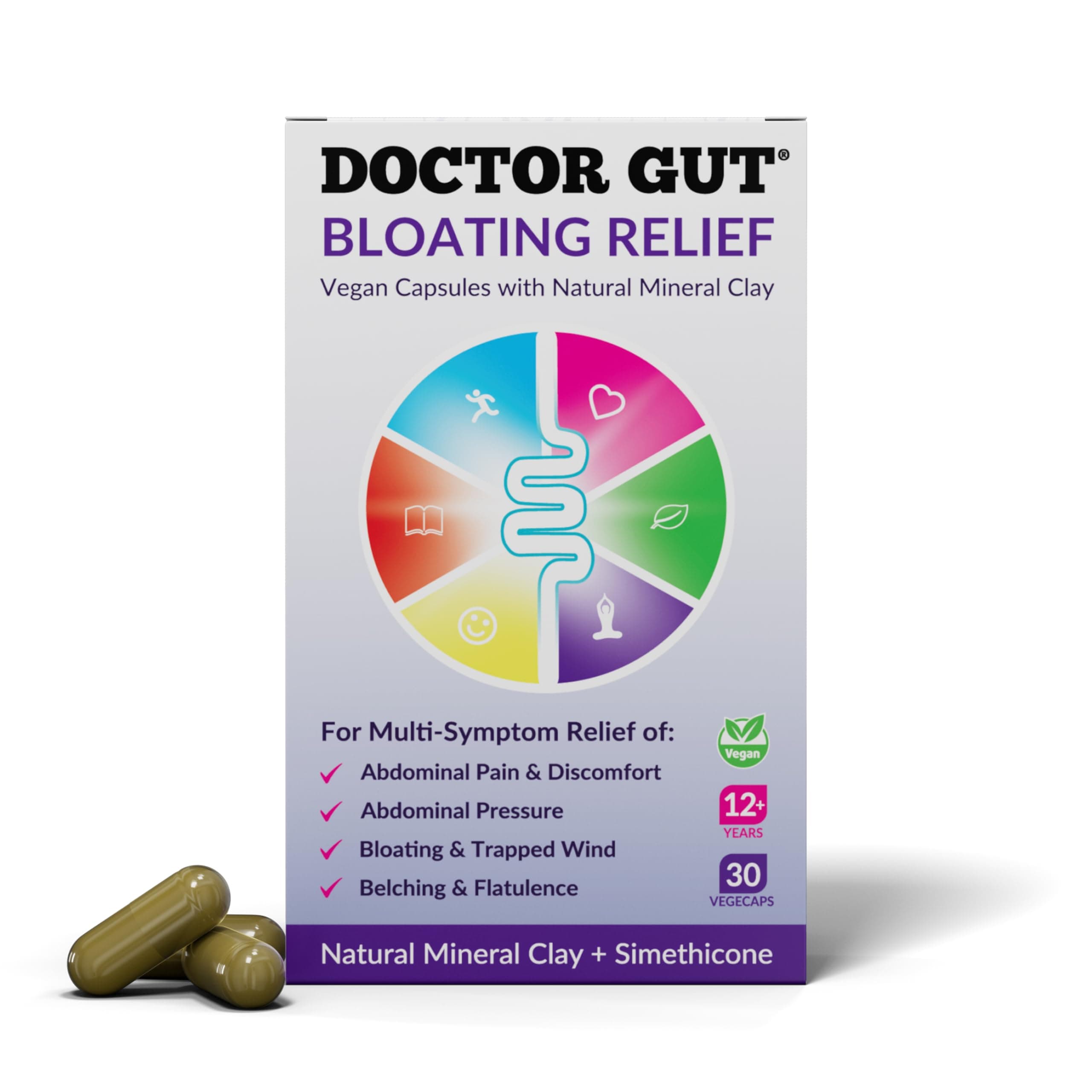 – Bloating Relief Capsules, 30 Caps - Stomach Pain Relief, Bloating Relief, Trapped Wind & Gas Relief - Drug-Free, Natural Clay, Expels Harmful Causes of Gas & Flatulence