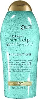 Hydration + Sea Kelp & Hyaluronic Acid Sulfate-Free Lightly Moisturizing Body Scrub with Black Rice, Gentle Exfoliating Daily Body Wash to Soften & Smooth Skin, 19.5 Fl Oz