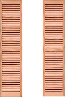 LTL Home Products SHL59 Exterior Solid Wood Louvered Window Shutters, 15" x 59", Unfinished Pine