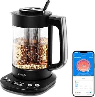 GoveeLife Smart Electric Kettle with Tea Infuser for Loose Leaf, 1.7 L Electric Tea Kettle with Brewing Program, Variable Temperature Control, 2 H Keep Warm & Auto Shut-Off, BPA Free. Black