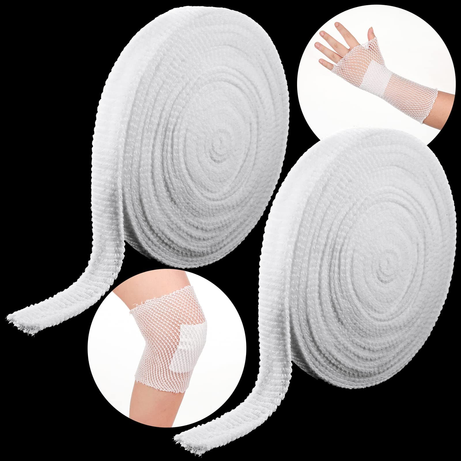 Treela 2 Rolls Tubular Bandage Elastic Net Wound Dressing Elastic Dressing Retainer Tubular Elastic Gauze Bandage for Wound, Without The Use of Adhesive Tape (Size 4/1.57 Inch x 16.4 Yard Stretched)